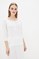 White knitted jumper with cropped sleeves and crew neck  4037858 photo №1