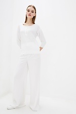 White knitted jumper with cropped sleeves and crew neck  4037858 photo №2