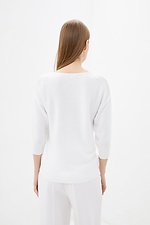Biały sweter z dzianiny z przyciętymi rękawami i okrągłym dekoltem  4037858 zdjęcie №3