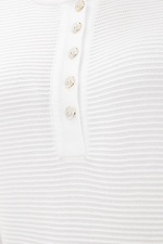 Білий в'язаний джемпер з укороченими рукавами та круглим вирізом горловини  4037858 фото №4