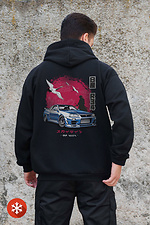 Men's Insulated Zip Hoodie On Fleece Zipper With Skyline Kane Print Black Without 8055858 photo №2