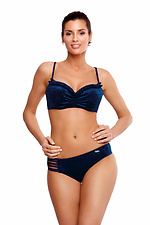 Blue velvet one-piece swimsuit: push-up bra with flounces, panties with elastic bands on the barrels Marko 4023859 photo №2
