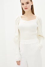 White knit jumper with lantern sleeves  4037859 photo №1