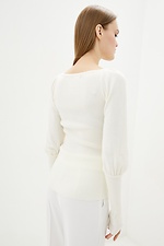 White knit jumper with lantern sleeves  4037859 photo №3