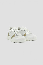 White women's sneakers made of genuine perforated leather  4205859 photo №1