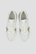 White women's sneakers made of genuine perforated leather  4205859 photo №3