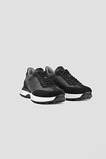 Schwarze Ledersneaker für Damen 4205862 Foto №1