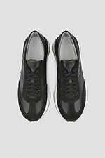 Женские кожаные кроссовки черного цвета  4205862 фото №3