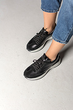 Женские кожаные кроссовки черного цвета  4205862 фото №5