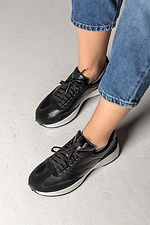 Schwarze Ledersneaker für Damen 4205862 Foto №4