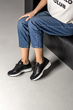 Женские кожаные кроссовки черного цвета  4205862 фото №6