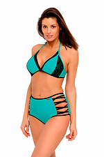 Türkisfarbener zweiteiliger Badeanzug: Push-up-BH, hoher Slip Marko 4023863 Foto №2