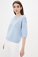 Elegancki niebieski ażurowy sweter  4037864 zdjęcie №1