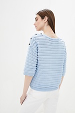 Elegancki niebieski ażurowy sweter  4037864 zdjęcie №3