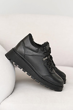 Winter leather sneakers for women in black  8019864 photo №4