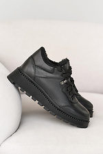 Winterliche Ledersneaker für Damen in Schwarz 8019864 Foto №4