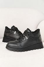 Winterliche Ledersneaker für Damen in Schwarz 8019864 Foto №6