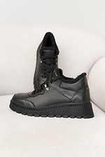 Winterliche Ledersneaker für Damen in Schwarz 8019864 Foto №7