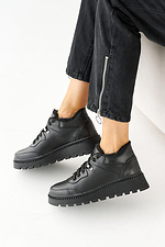 Winter leather sneakers for women in black  8019864 photo №8