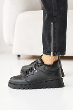 Winter leather sneakers for women in black  8019864 photo №10