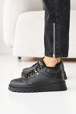 Winterliche Ledersneaker für Damen in Schwarz 8019864 Foto №10