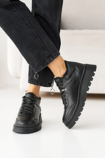 Winter leather sneakers for women in black  8019864 photo №11