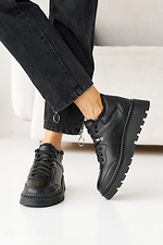 Winterliche Ledersneaker für Damen in Schwarz 8019864 Foto №11