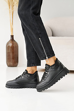 Winter leather sneakers for women in black  8019864 photo №12