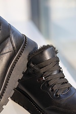 Winterliche Ledersneaker für Damen in Schwarz 8019864 Foto №20