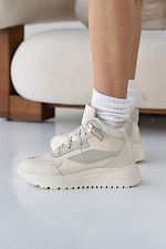 Winter-Ledersneaker für Damen in Weiß  8019865 Foto №2