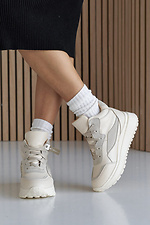 Winter-Ledersneaker für Damen in Weiß  8019865 Foto №3
