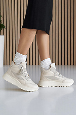 Winter-Ledersneaker für Damen in Weiß  8019865 Foto №5
