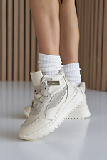 Winter-Ledersneaker für Damen in Weiß  8019865 Foto №6