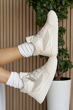 Winter-Ledersneaker für Damen in Weiß  8019865 Foto №8