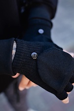 Black fall gloves with open fingers Without 8048865 photo №4