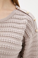 Eleganter durchbrochener Pullover in Nude-Farbe  4037866 Foto №3