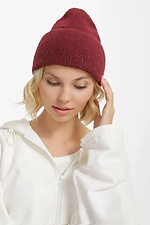 Women's knitted hat, burgundy  4038866 photo №1