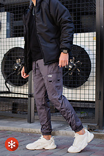 Утепленные спортивные штаны карго на флисе с большими карманами Without 8048867 фото №2