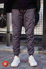 Утепленные спортивные штаны карго на флисе с большими карманами Without 8048867 фото №4