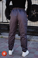 Утепленные спортивные штаны карго на флисе с большими карманами Without 8048868 фото №6