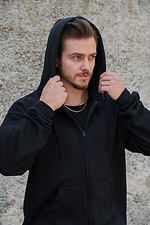 Herren Kapuzenpullover mit isoliertem Reißverschluss und Fleece-Reißverschluss mit Talk Kane Aufdruck Schwarz Without 8055868 Foto №5