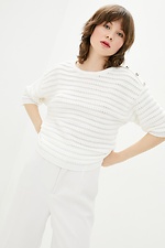 Elegancki biały ażurowy sweter  4037869 zdjęcie №1