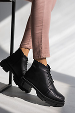 Осінні шкіряні черевики на платформі чорного кольору  8018870 фото №1