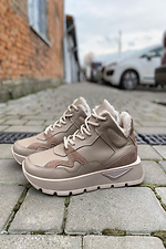 Schwarze Damen-Wintersneaker aus Leder 8019870 Foto №2