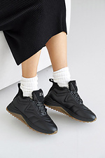 Schwarze Damen-Wintersneaker aus Leder 8019870 Foto №3