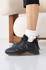Schwarze Damen-Wintersneaker aus Leder 8019870 Foto №6