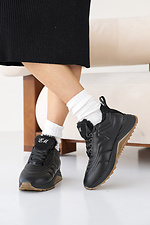 Schwarze Damen-Wintersneaker aus Leder 8019870 Foto №7