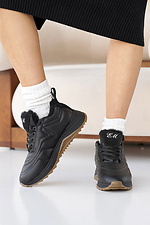 Schwarze Damen-Wintersneaker aus Leder 8019870 Foto №9