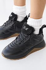 Schwarze Damen-Wintersneaker aus Leder 8019870 Foto №10