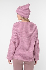 Ciepły różowy sweter oversize z grubej dzianiny  4037872 zdjęcie №2